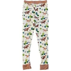 Little Sleepies Western Pajama Pants Bottoms Size 7/8 Bamboo Horses Buckaroo PJs